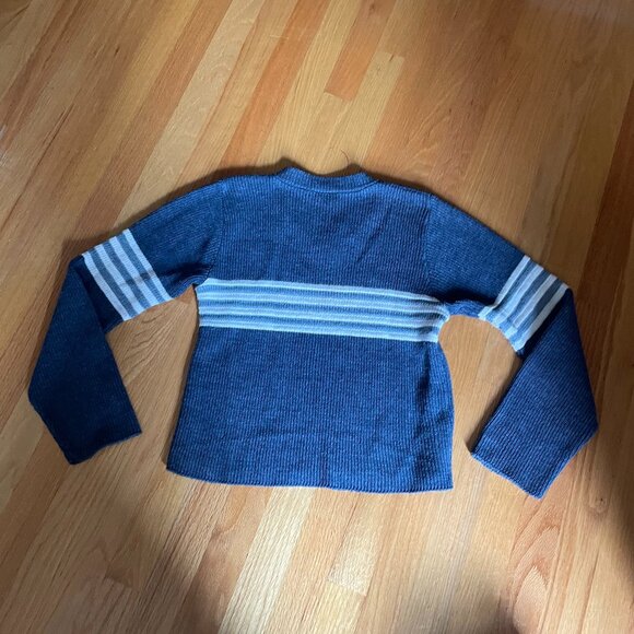 In Charge Vintage Blue and White Striped V-neck sweater Womens S - Picture 4 of 5